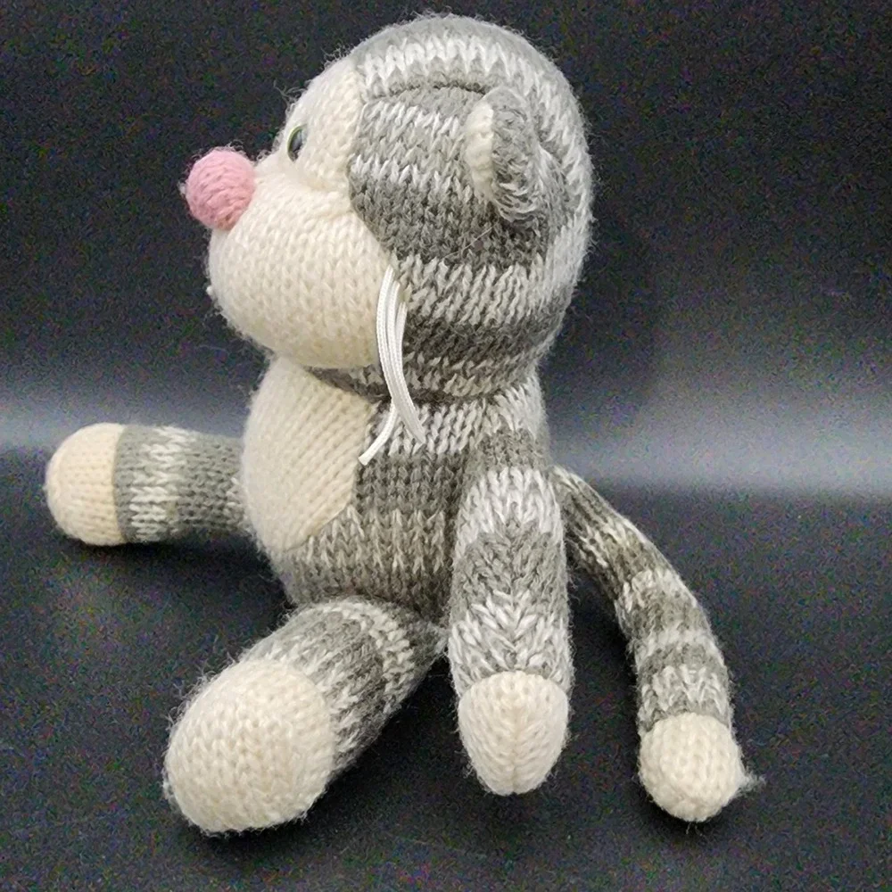 Hallmark KNIT Stuffed Plush Gray And White Striped‎ 8